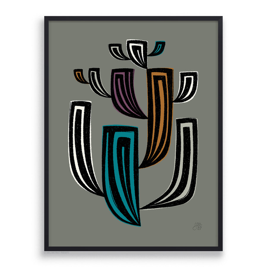 Black frame on Psychoactive Cactus Succulent art print by Erik Abel
