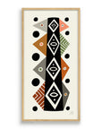 Hickory Framed Mid-century inspired totem design and fine art print on bamboo paper by Erik Abel