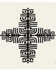 Black and white primitive mandala art design print by Erik Abel