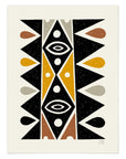 Black and earth colored totem inspired by mid-century design. Bamboo art print by Erik Abel