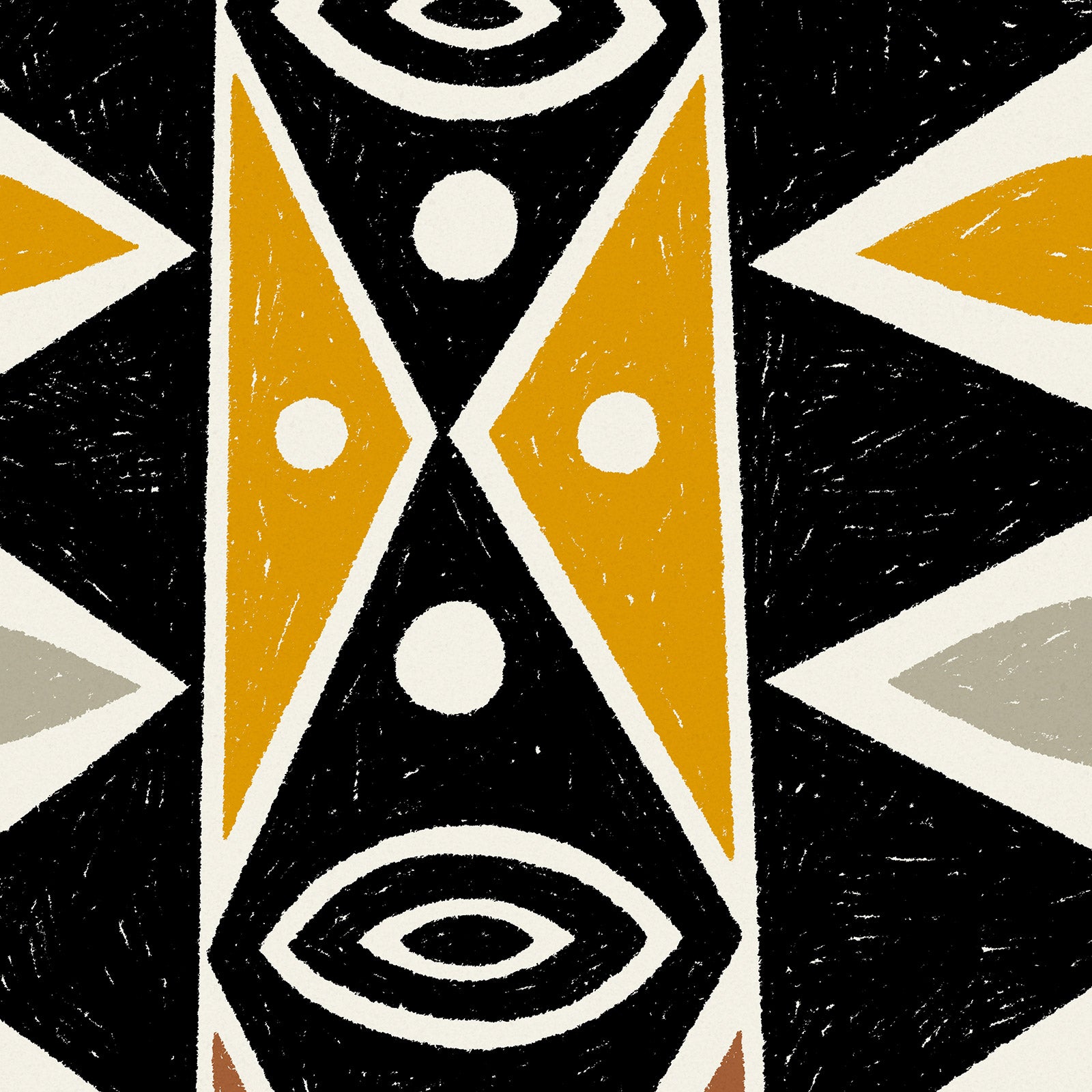 Black and earth colored totem inspired by mid-century design. Bamboo art print by Erik Abel